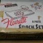 Anchorglass Milk Glass FLEURETTE (8) Piece Snack Set in original box. Anchor Hocking