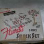 Anchorglass Milk Glass FLEURETTE (8) Piece Snack Set in original box. Anchor Hocking