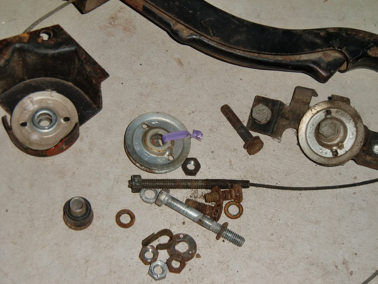 Parking/Hand Brake, cable, pulleys used 1960 Chevrolet Corvair, model