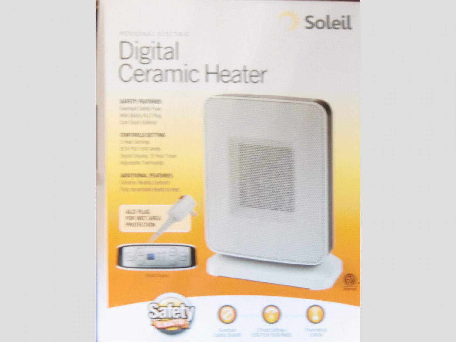Soleil PTC910B Sole Digital Ceramic Heater