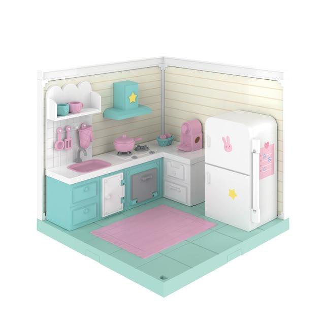 DIY Sweet Wooden Miniature Doll House KITCHEN