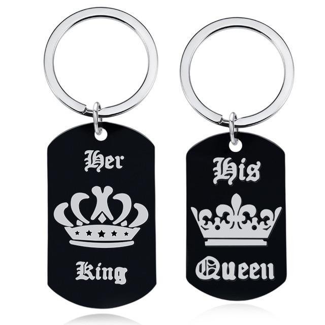 Couple Lovers Keychain HER KING / HIS QUEEN
