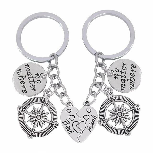 Couple Lovers Keychain NO MATTER WHERE BEST FRIENDS