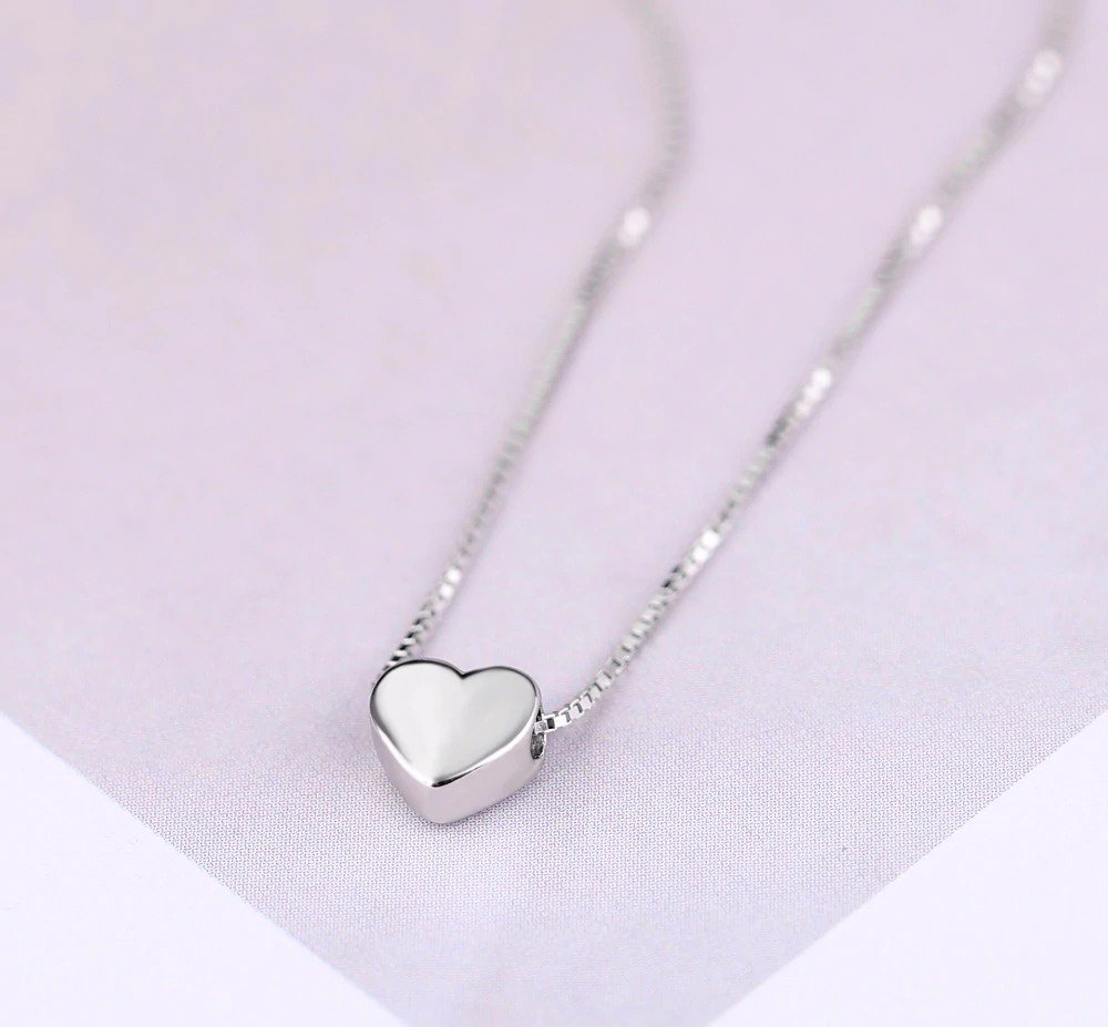 Silver Color Love Heart Necklace