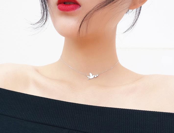 Swallow Silver Color Pendant Necklace