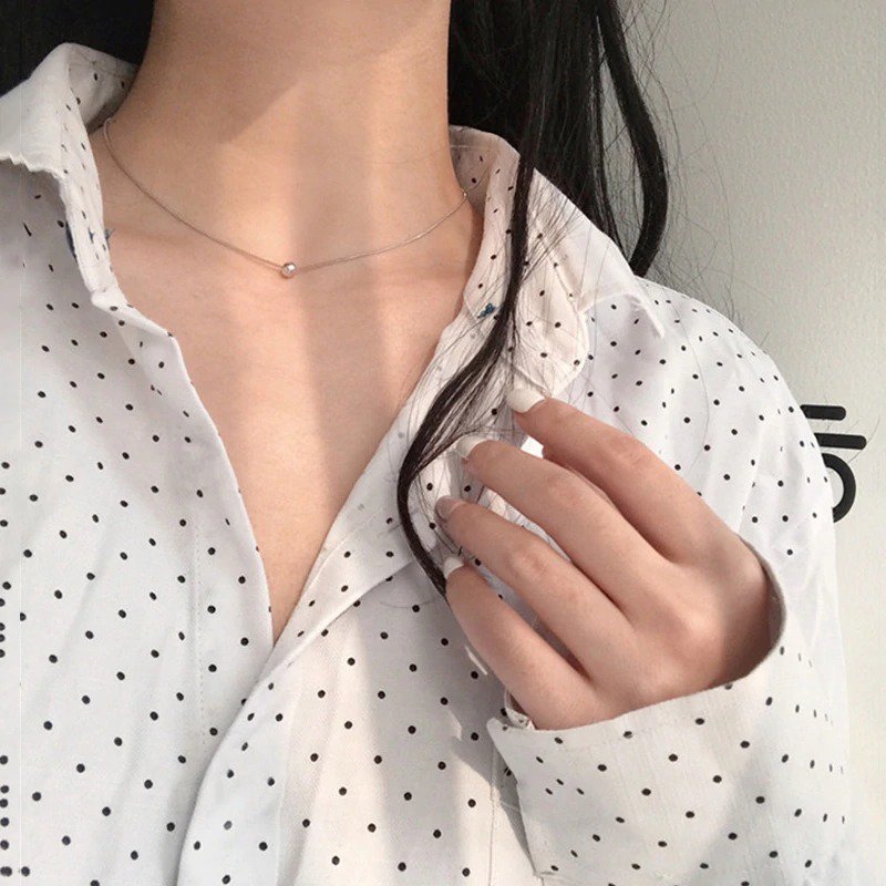 Small Bean Silver Color Mini Pendant Necklace