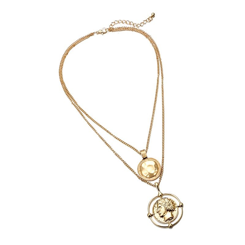 Large Round Coin Pendant Necklace