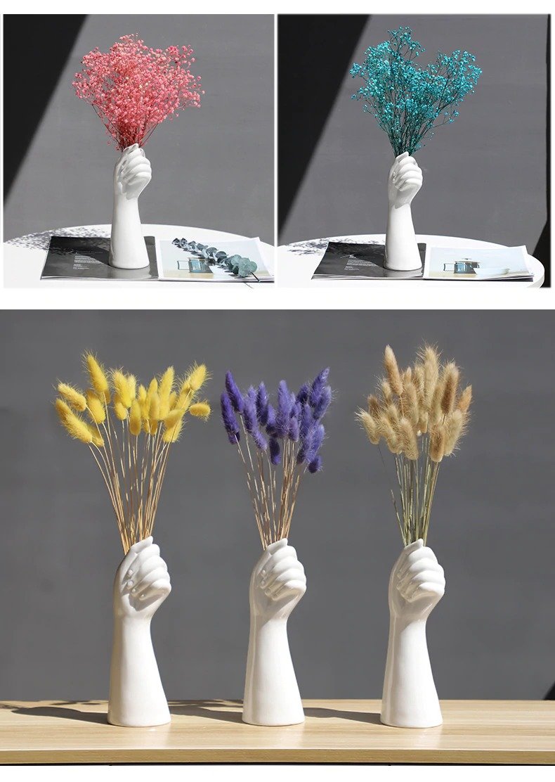 Ceramic Hand White Vase Flower Pot