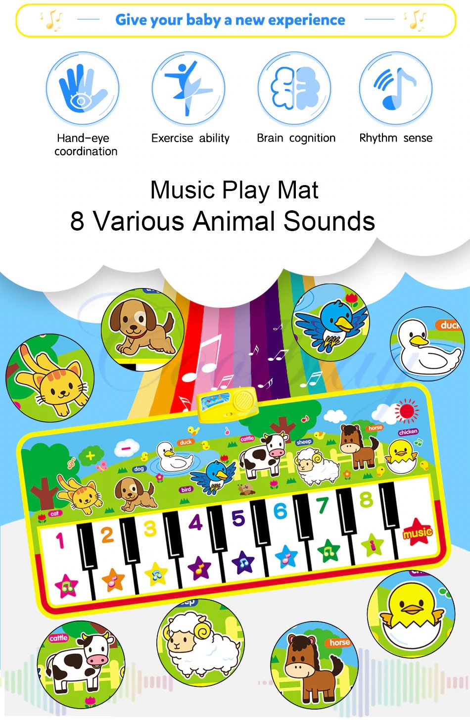 Musical Mat With Animal Voice 135x58cm