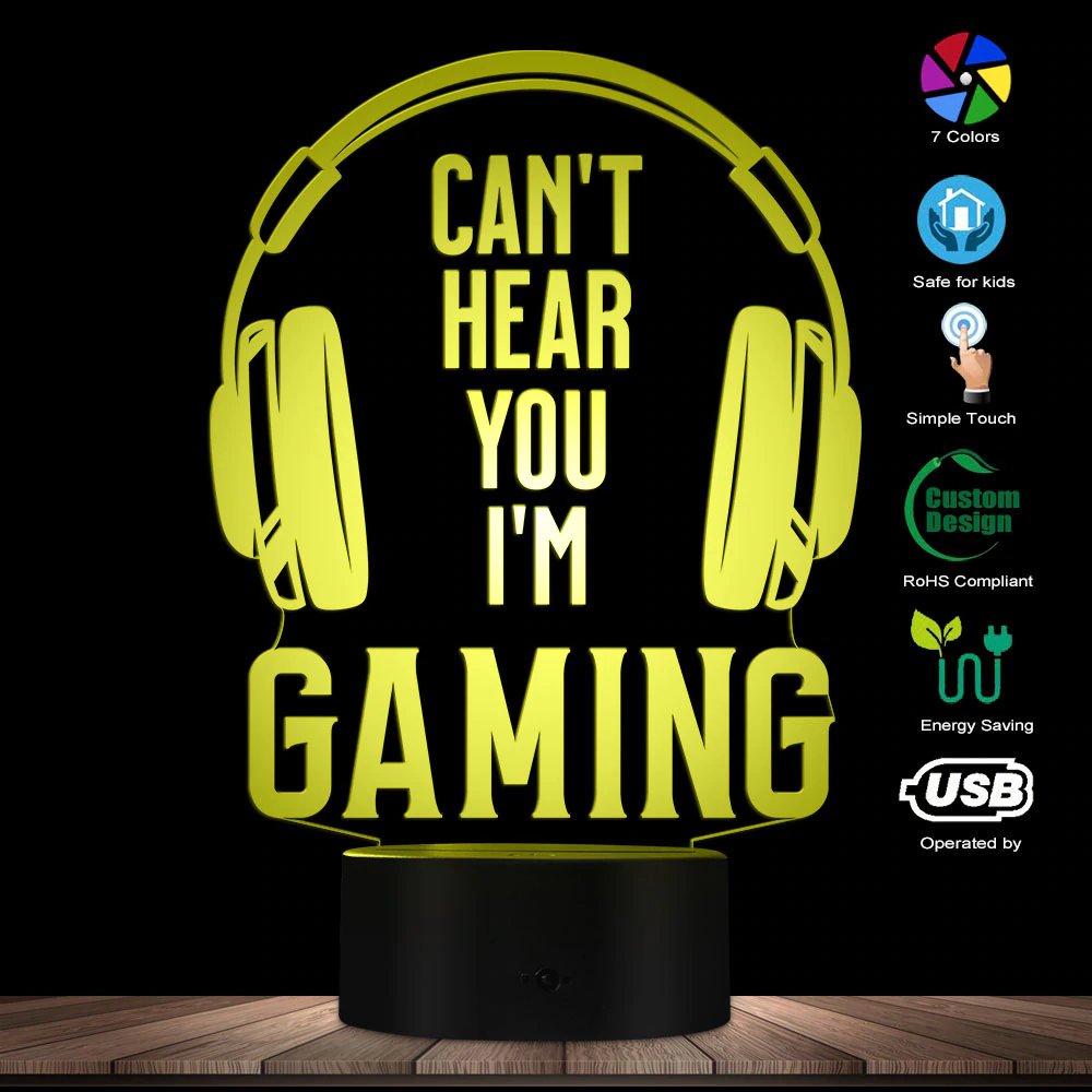 Can't Hear you I'm Gaming Night LED Table Lamp