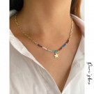 Multicolor Acrylic Bead Five-Pointed Star Pendant Necklace