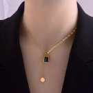 Luxury Emerald Stainless Steel Gold Necklace