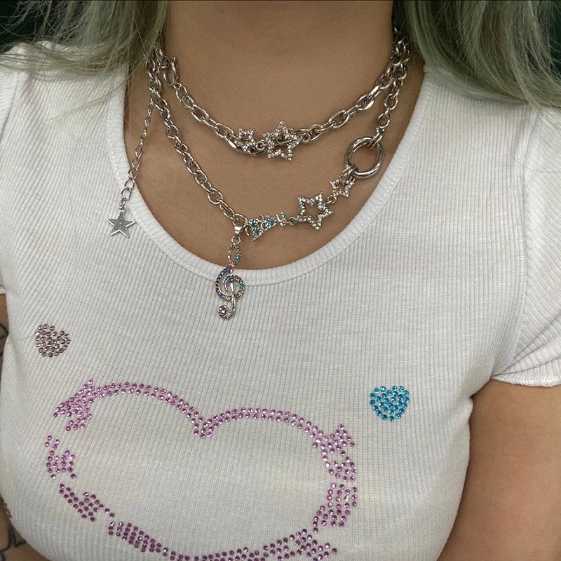 Elegant Shiny Star Notes Pendant Necklace