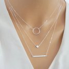 Multilayer Metal Rod Circles Round Chokers Necklace