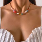 Colorful Simulated Pearls Cute Flowers Necklace