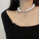 Unique Luminous Beads Pearl Cross Pendant Necklace