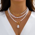 Vintage Baroque Pearl Heart OT Buckle Pendant Necklace