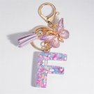 Fanciful Flourish: Dreamy Sequin 'F' Keychain for Women