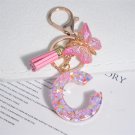C Pink Star Sequin Filled Keychain for Women