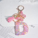 D Pink Star Sequin Filled Keychain for Women