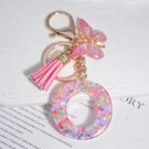 O Pink Star Sequin Filled Keychain for Women