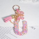U Pink Star Sequin Filled Keychain for Women
