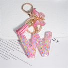 W Pink Star Sequin Filled Keychain for Women