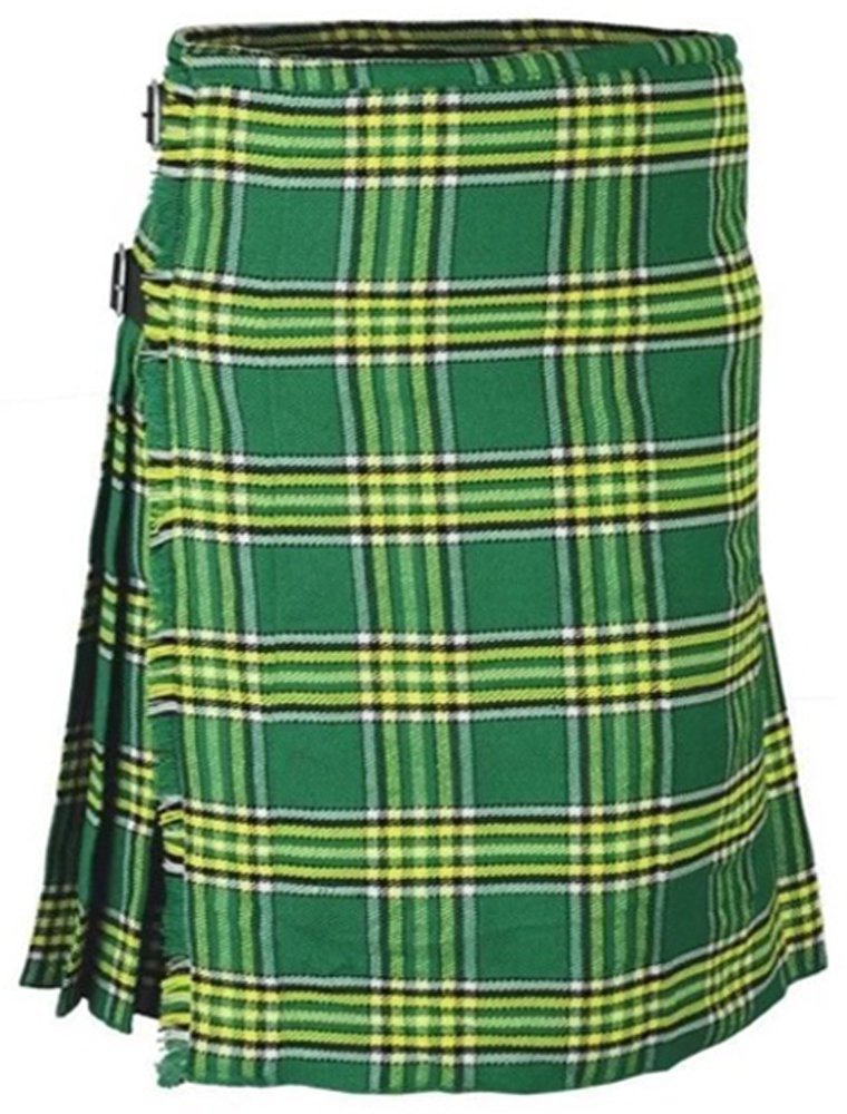 Irish National Men's 8 Yard Scottish Kilt Size 42 Waist Highland Tartan Kilt Casual Pleated Skirt