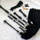 SCOTTISH GREAT HIGHLAND BAGPIPE ROSEWOOD BLACK COLOR SILVER PLAIN MOUNTS SCOTTISH GREAT HIGHLAND BAGPIPE ROSEWOOD BLACK COLOR SILVER PLAIN MOUNTS