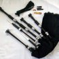 SCOTTISH GREAT HIGHLAND BAGPIPE ROSEWOOD BLACK COLOR SILVER PLAIN MOUNTS