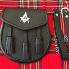 Men Full Dress Leather Kilt Sporran Black Bovine with Scottish Thistle Cantle Men Full Dress Leather Kilt Sporran Black Bovine with Scottish Thistle Cantle