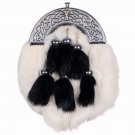 Black and White RABBIT FUR Skin 4 Tassel Leather Kilt SPORRAN & Belt Scottish Black and White RABBIT FUR Skin 4 Tassel Leather Kilt SPORRAN & Belt Scottish