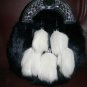 Black and White RABBIT FUR Skin 4 Tassel Leather Kilt SPORRAN & Belt Scottish