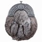 Gray RABBIT FUR Skin 3 Tassel Leather Kilt SPORRAN & Belt Scottish
