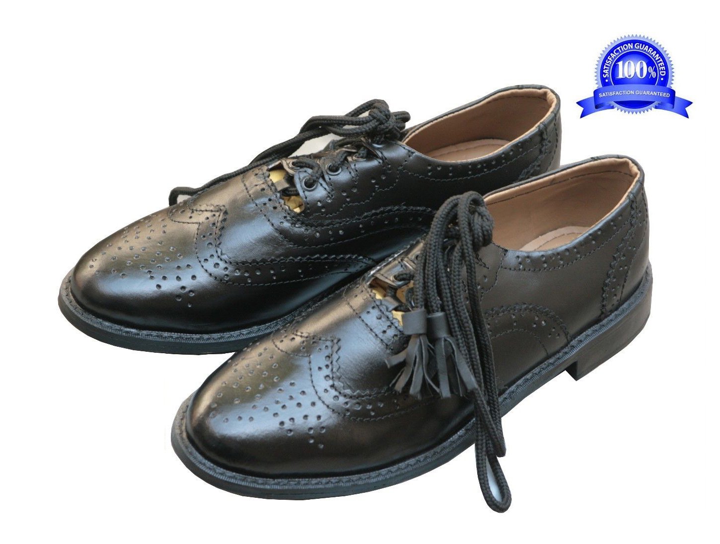 Real LEATHER SCOTTISH GHILLIE KILT LEATHER BROGUES SHOES, KIDS YOUTHS Kilt Shoes