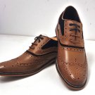 Ethan Tan and navy insert Leather Country Dressed Brogue Shoes