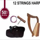 New Rosewood 12 Strings Harp Baby Harp Mini Harp With Free Bag and Tuning Key
