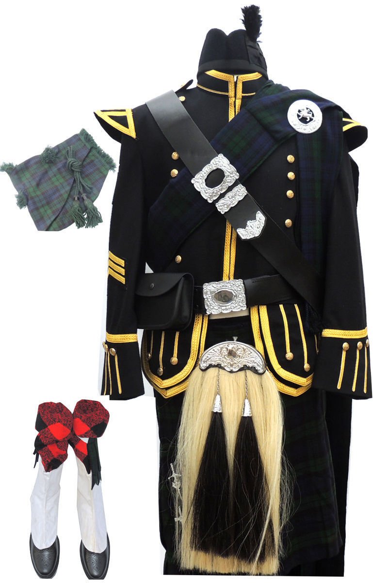 Pipe Band Uniform Outfits Scottish Pipers Military Doublet Jacket & Kilt Outfits
