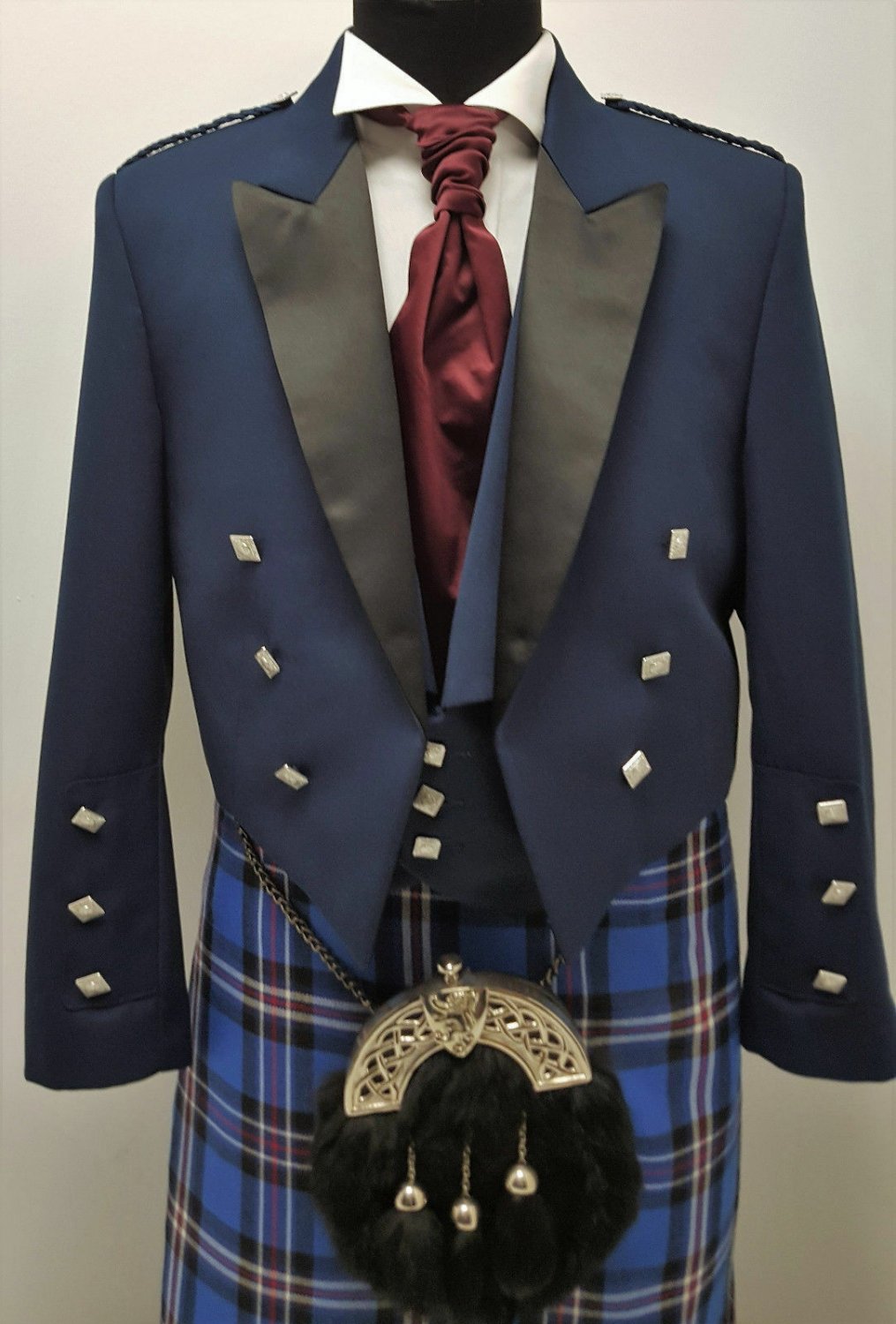 New Navy Prince Charlie Jacket & Vest Scottish Made for Kilts