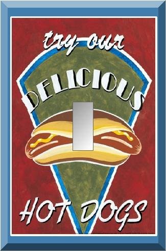 Hot Dogs Vintage Retro Look Diner Sign Single Switch Plate