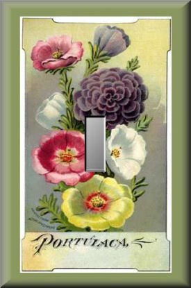 Vintage Moss Rose Flower Seed Packet Single Switch Plate