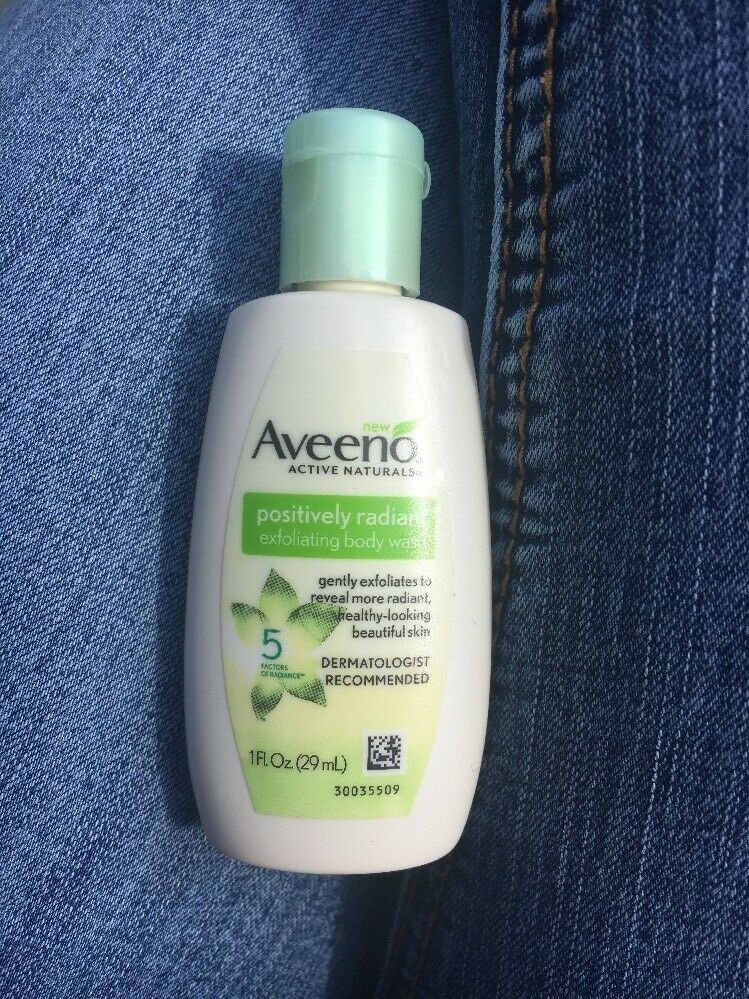Aveeno Positively Radiant Exfoliating Body Wash 1 Oz Travel Size , New!
