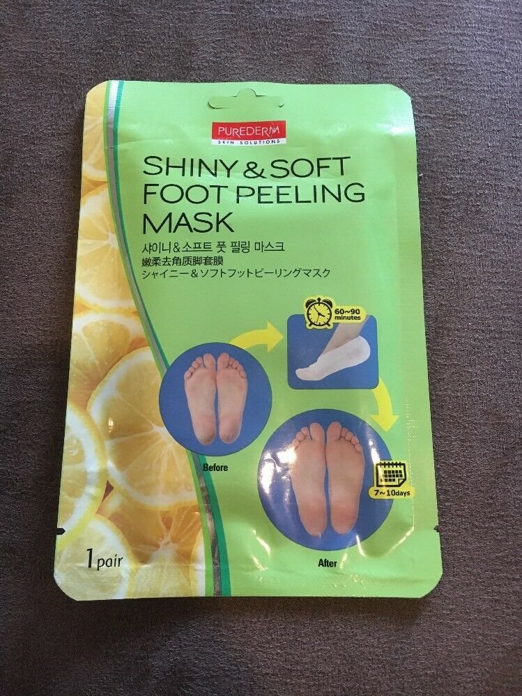 1x Shiny & Soft Purederm Exfoliating Foot Peeling Mask Peels Away New