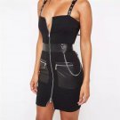 black dress Women bodycon pu patchwork Autumn Winter chain zipper black dress Women bodycon pu patchwork Autumn Winter chain zipper