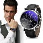 Leather Analog Quarts Watches Blue Ray for men