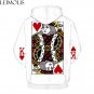 3d print King of Hearts poker funny Hoodies men street