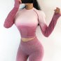 Fitness Seamless Tops Crop Long-Sleeved Women Round Neck