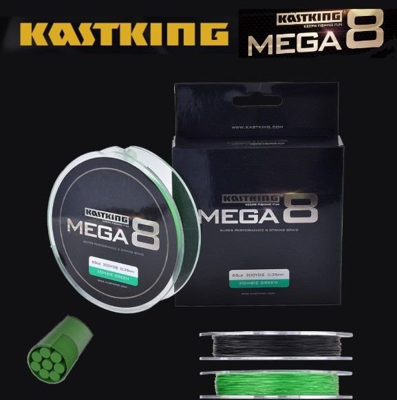 KastKing 270M 300Y Super Strong Mega 8 Strands Braided Fishing Line Green/Black
