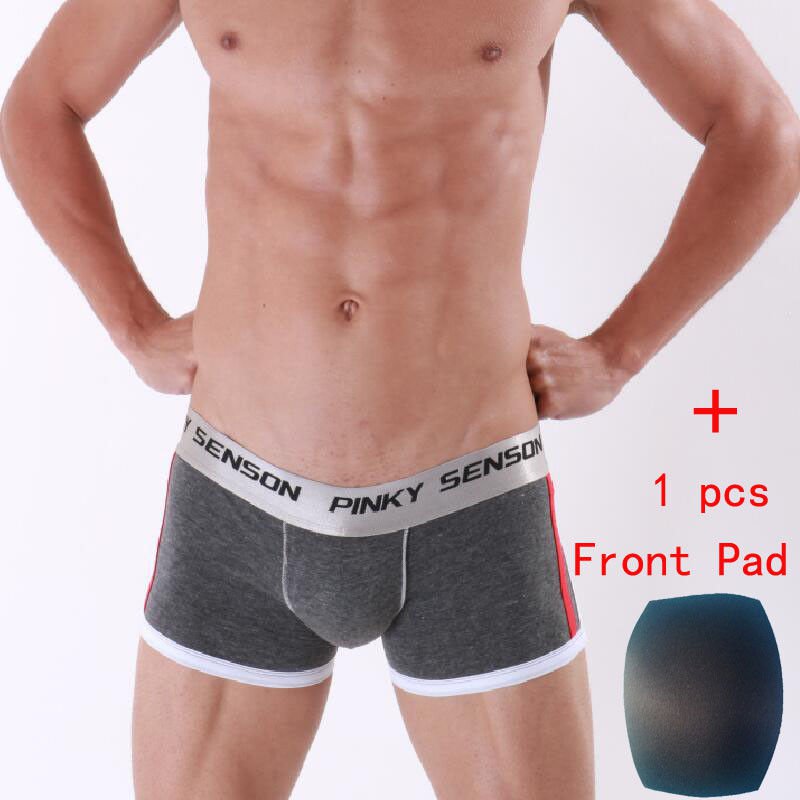Mens Trunks Push Cup Up Cotton Bulge Enhancing Front Padded Underwear Boxers