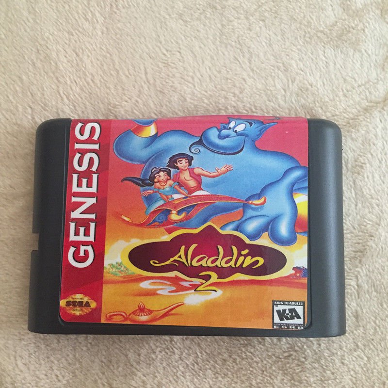 Aladdin 2 16 bit MD Game Cartridge Card Sega Mega Drive Genesis US Version New